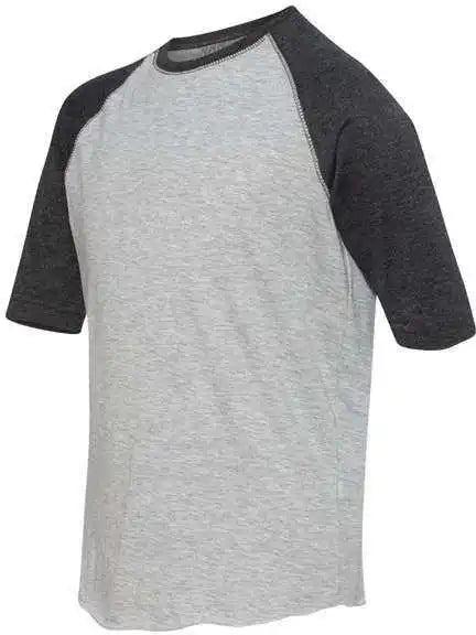 Lat 6130 Youth Baseball Fine Jersey Three-quarter Sleeve Tee - Vintage Heather Smoke
