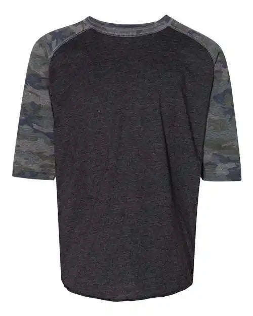 Lat 6130 Youth Baseball Fine Jersey Three-quarter Sleeve Tee - Vintage Smoke Camo