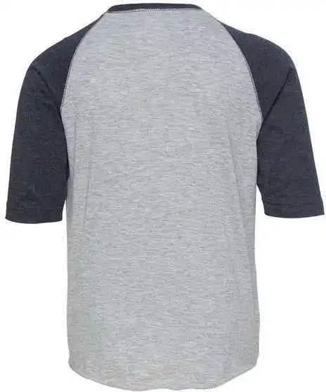 Lat 6130 Youth Baseball Fine Jersey Three Quarter Sleeve Tee Vintage Heather Navy