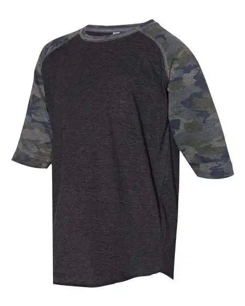 Lat 6130 Youth Baseball Fine Jersey Three-quarter Sleeve Tee - Vintage Smoke Camo