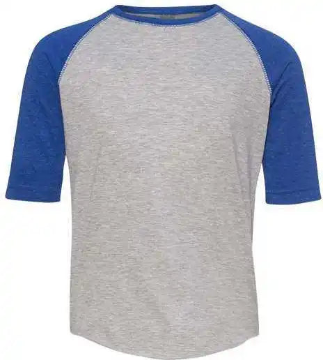 Lat 6130 Youth Baseball Fine Jersey Three-quarter Sleeve Tee - Vintage Heather Royal