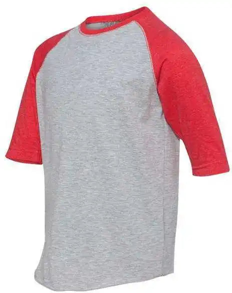 Lat 6130 Youth Baseball Fine Jersey Three-quarter Sleeve Tee - Vintage Heather Red