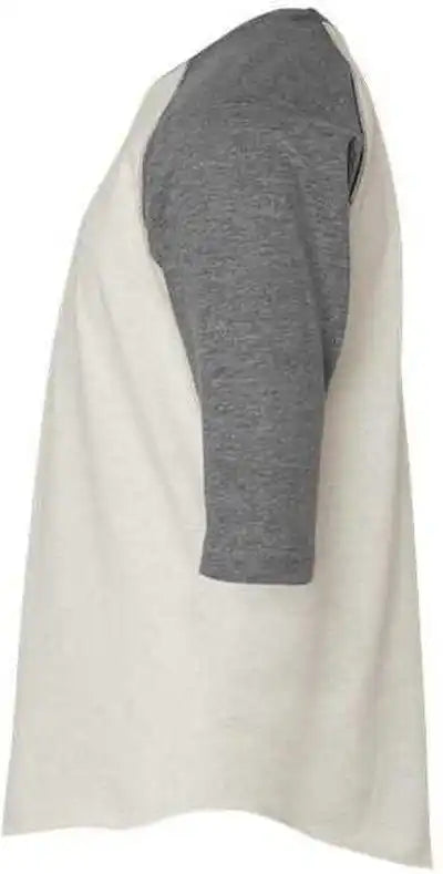 Lat 6130 Youth Baseball Fine Jersey Three-quarter Sleeve Tee - Natural Heather Granite