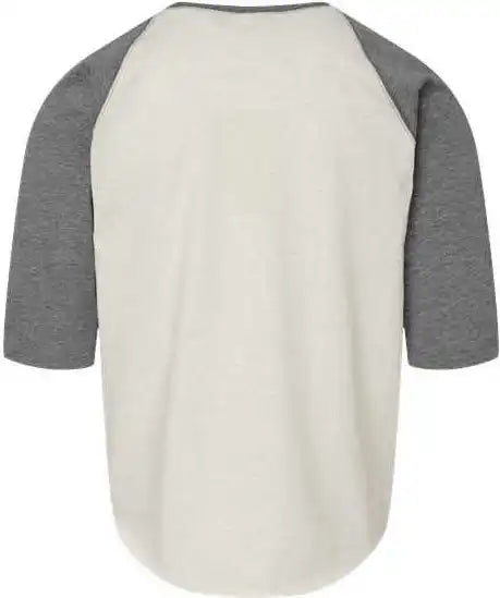 Lat 6130 Youth Baseball Fine Jersey Three-quarter Sleeve Tee - Natural Heather Granite