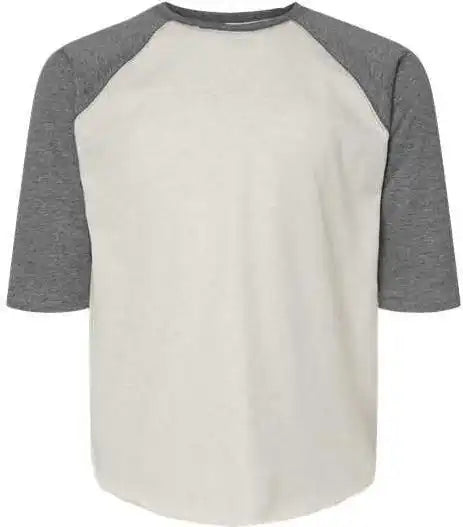 Lat 6130 Youth Baseball Fine Jersey Three-quarter Sleeve Tee - Natural Heather Granite