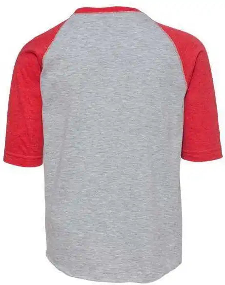 Lat 6130 Youth Baseball Fine Jersey Three-quarter Sleeve Tee - Vintage Heather Red