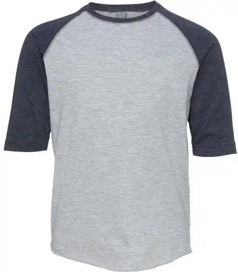 Lat 6130 Youth Baseball Fine Jersey Three-quarter Sleeve Tee - Vintage Heather Navy