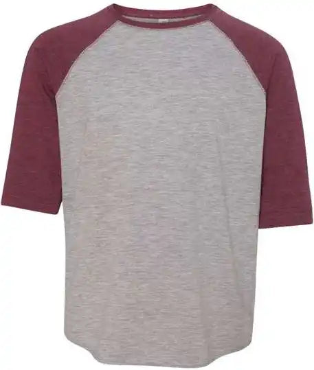 Lat 6130 Youth Baseball Fine Jersey Three-quarter Sleeve Tee - Vintage Heather Burgundy