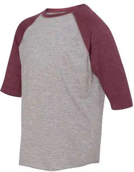 Lat 6130 Youth Baseball Fine Jersey Three-quarter Sleeve Tee - Vintage Heather Burgundy
