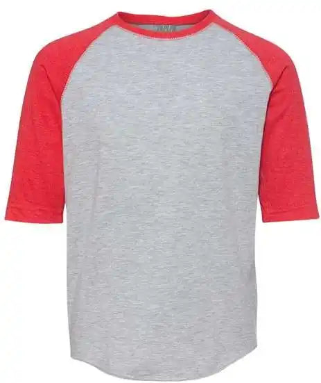 Lat 6130 Youth Baseball Fine Jersey Three-quarter Sleeve Tee - Vintage Heather Red