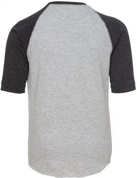 Lat 6130 Youth Baseball Fine Jersey Three-quarter Sleeve Tee - Vintage Heather Smoke