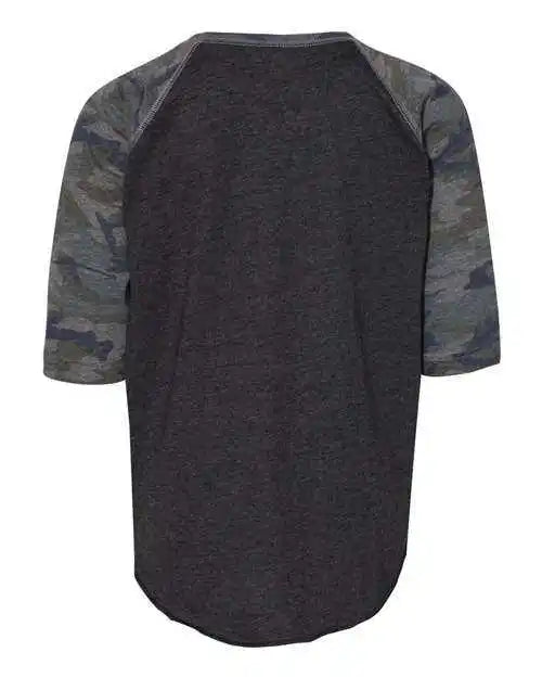 Lat 6130 Youth Baseball Fine Jersey Three-quarter Sleeve Tee - Vintage Smoke Camo