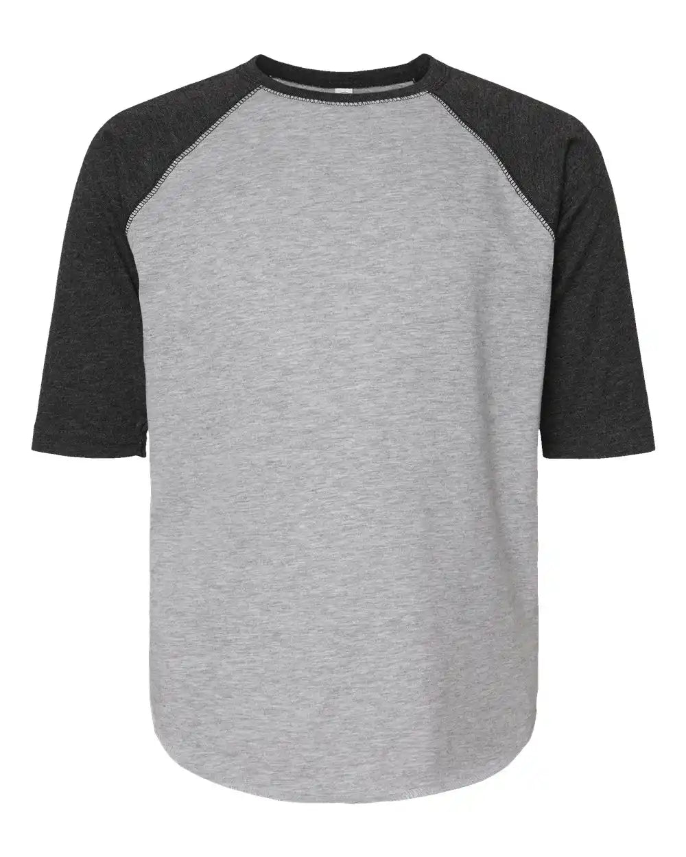 Lat 6130 Youth Baseball Fine Jersey Three-quarter Sleeve Tee - Vintage Heather Smoke - Heather/ / Xs