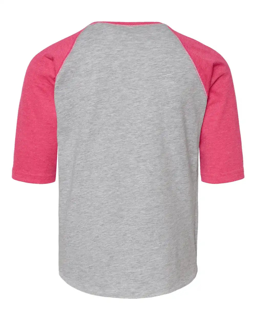 Lat 6130 Youth Baseball Fine Jersey Three-quarter Sleeve Tee - Vintage Heather Hot Pink - Heather/ / Xs