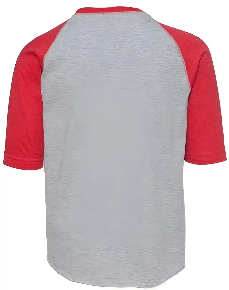 Lat 6130 Youth Baseball Fine Jersey Three-quarter Sleeve Tee - Vintage Heather Red