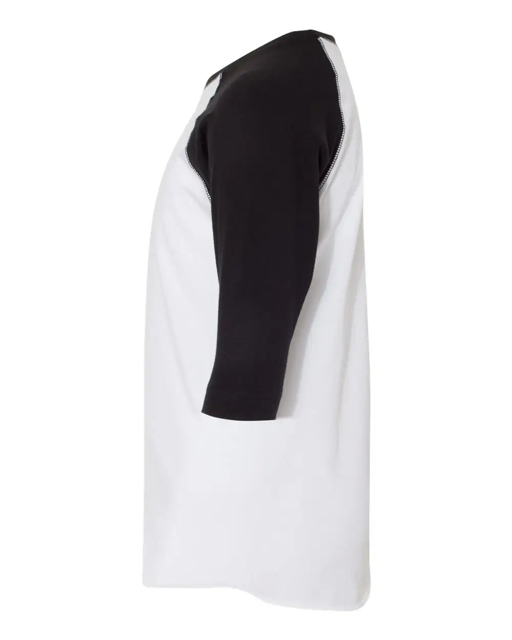 Lat 6130 Youth Baseball Fine Jersey Three-quarter Sleeve Tee - White Solid Black