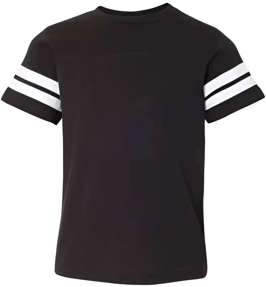 Lat 6137 Youth Football Fine Jersey Tee Black Solid White