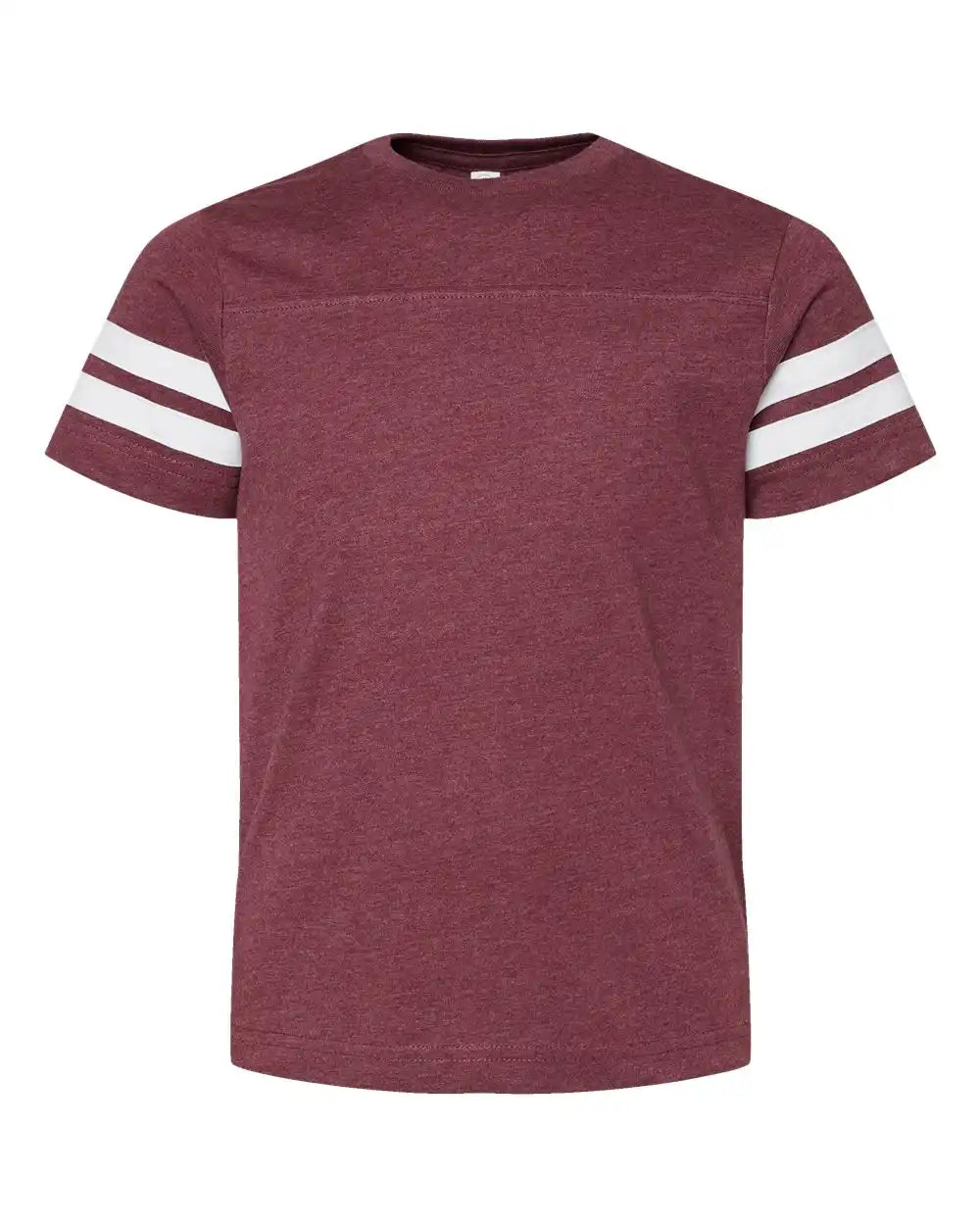 Lat 6137 Youth Football Fine Jersey Tee - Vintage Burgundy White - Burgundy/ / Xs