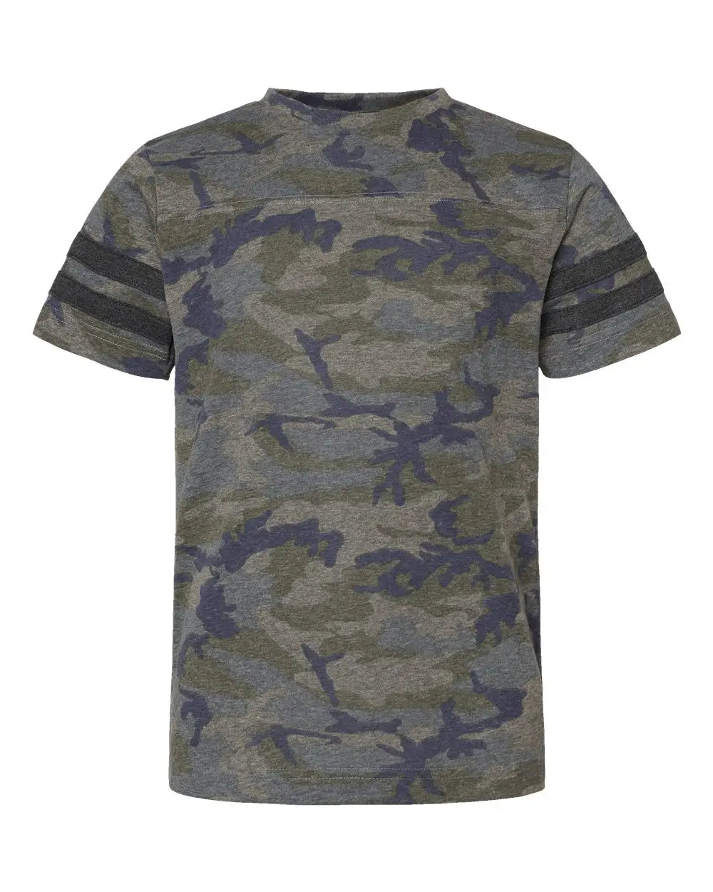 Lat 6137 Youth Football Fine Jersey Tee - Vintage Camo Smoke