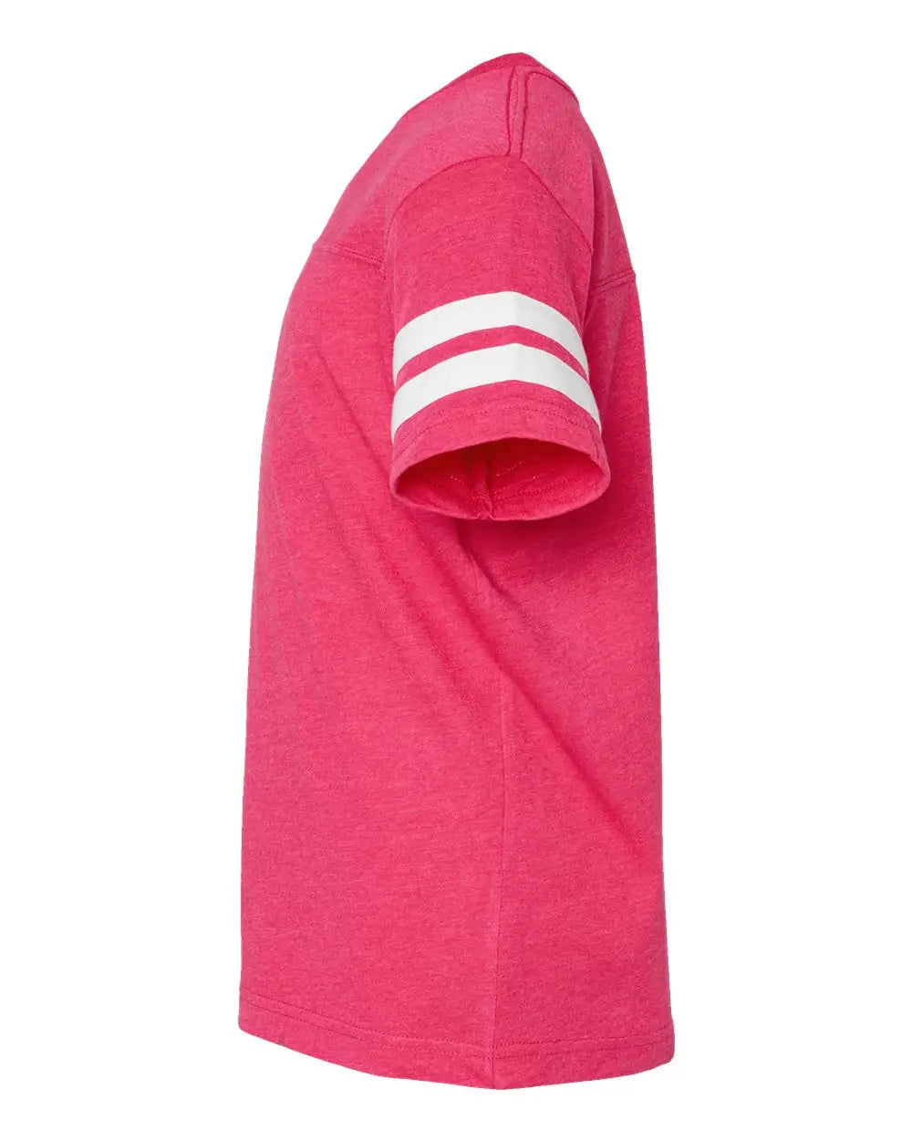 Lat 6137 Youth Football Fine Jersey Tee - Vintage Hot Pink White