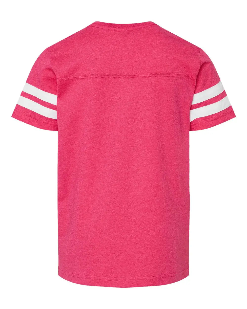Lat 6137 Youth Football Fine Jersey Tee - Vintage Hot Pink White