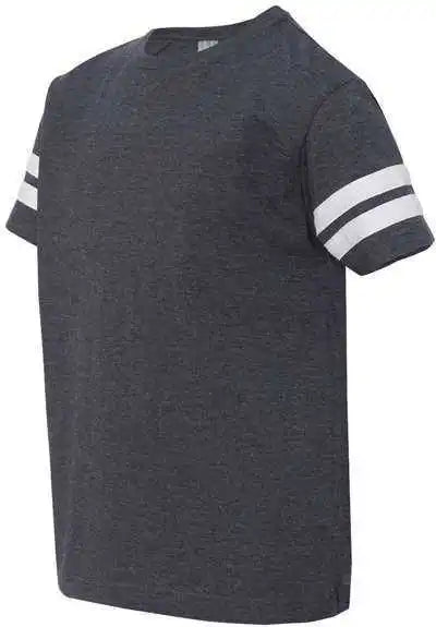 Lat 6137 Youth Football Fine Jersey Tee Vintage Navy White