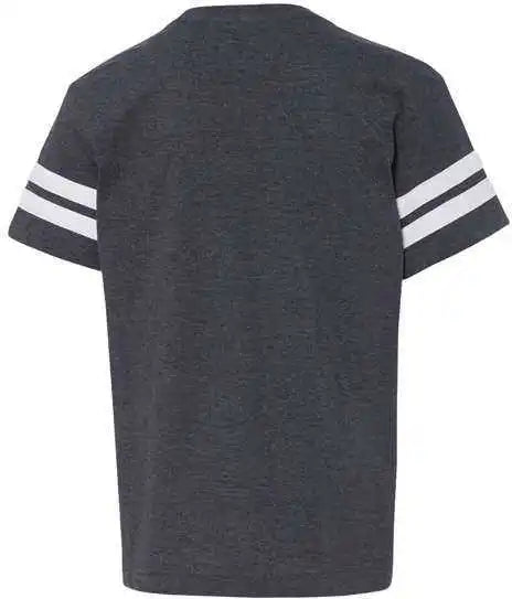 Lat 6137 Youth Football Fine Jersey Tee Vintage Navy White
