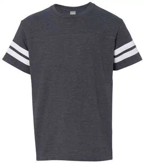 Lat 6137 Youth Football Fine Jersey Tee Vintage Navy White