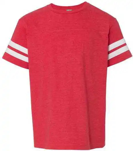 Lat 6137 Youth Football Fine Jersey Tee Vintage Red White