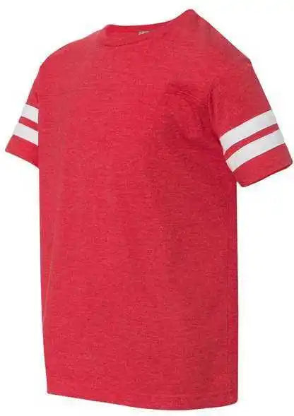 Lat 6137 Youth Football Fine Jersey Tee Vintage Red White