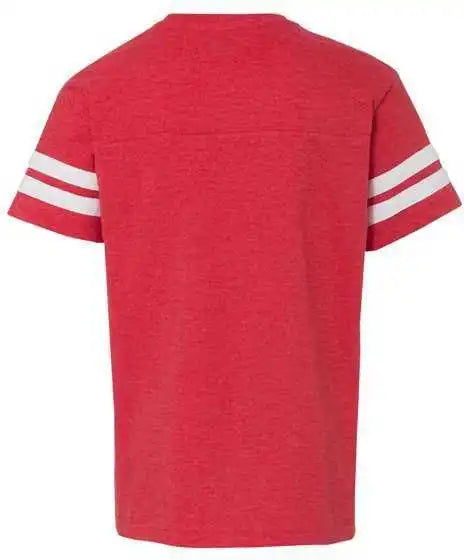 Lat 6137 Youth Football Fine Jersey Tee Vintage Red White