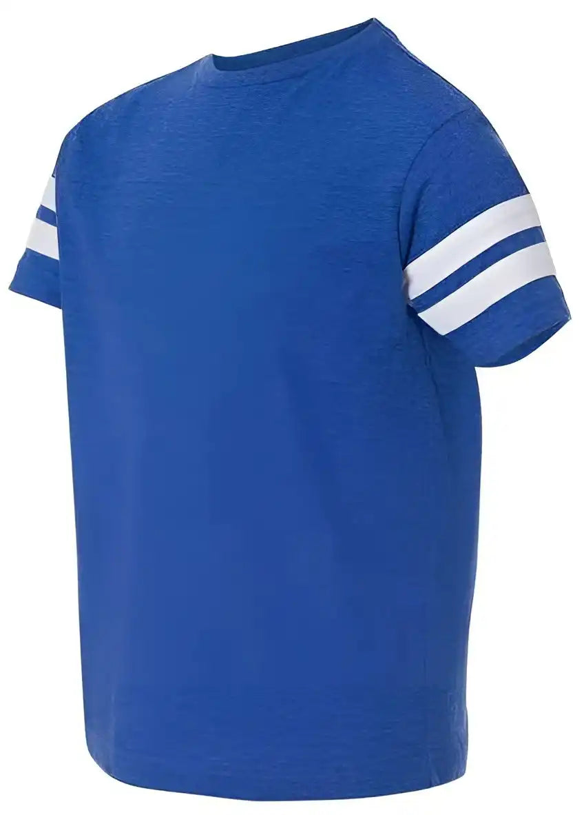 Lat 6137 Youth Football Fine Jersey Tee Vintage Royal White