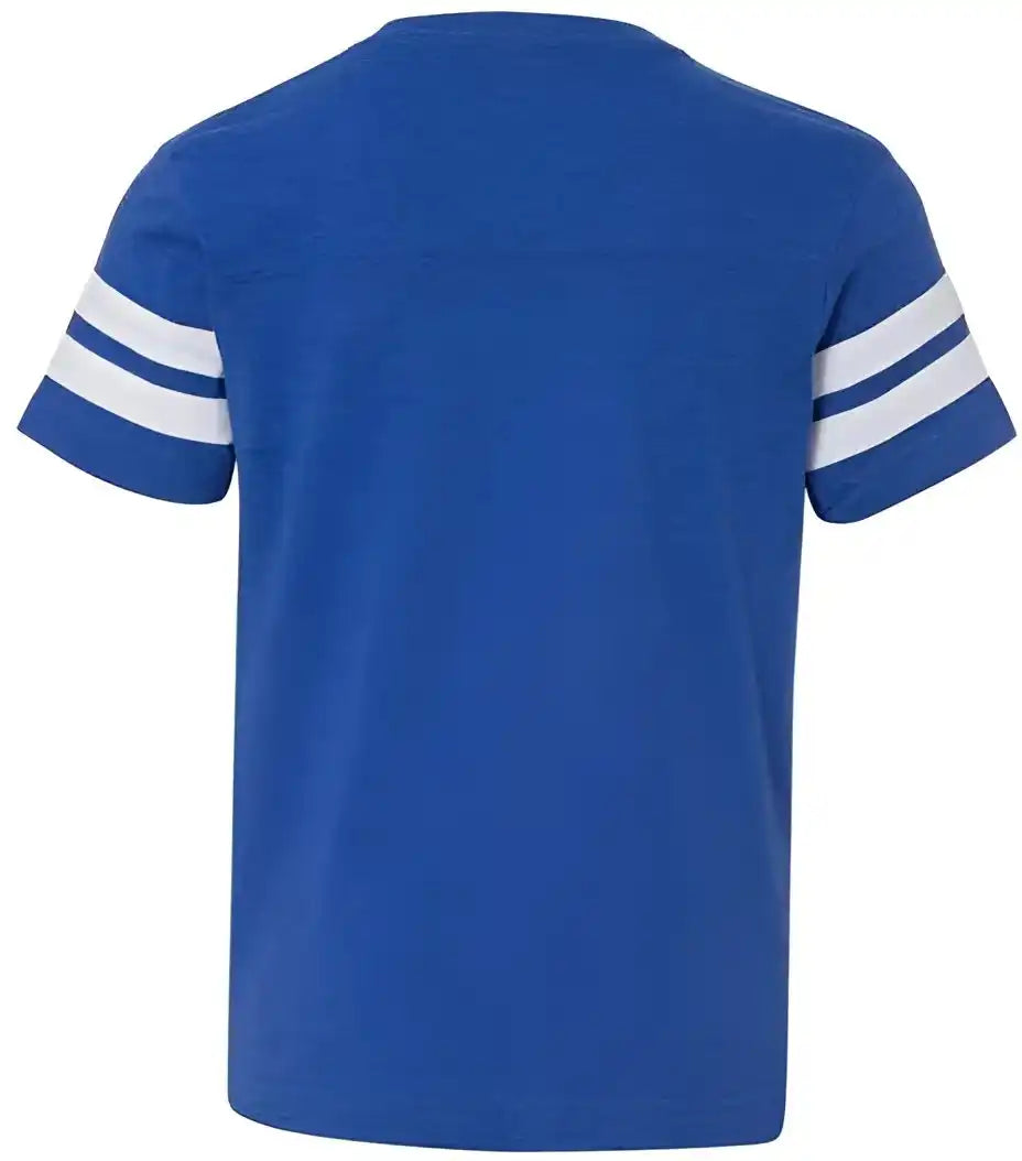 Lat 6137 Youth Football Fine Jersey Tee Vintage Royal White