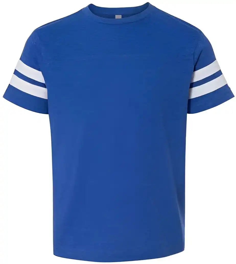 Lat 6137 Youth Football Fine Jersey Tee Vintage Royal White