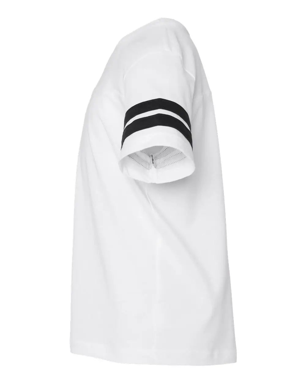 Lat 6137 Youth Football Fine Jersey Tee - White Solid Black