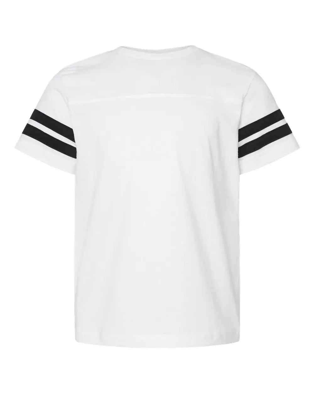 Lat 6137 Youth Football Fine Jersey Tee - White Solid Black - Xs