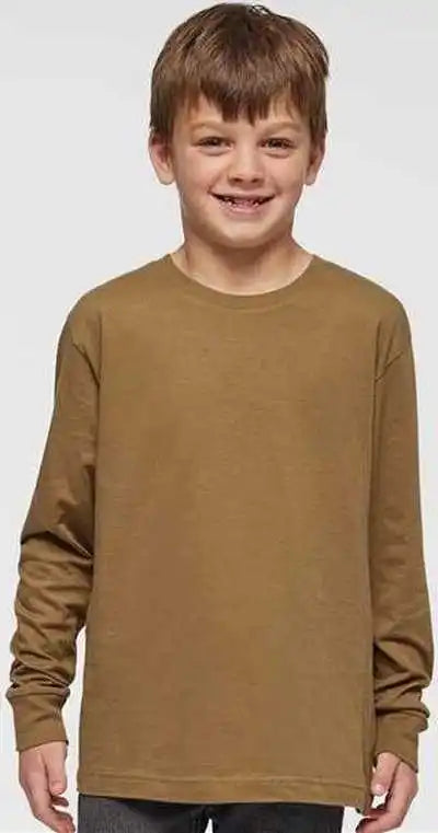Lat 6201 Youth Fine Jersey Long Sleeve Tee Coyote Brown