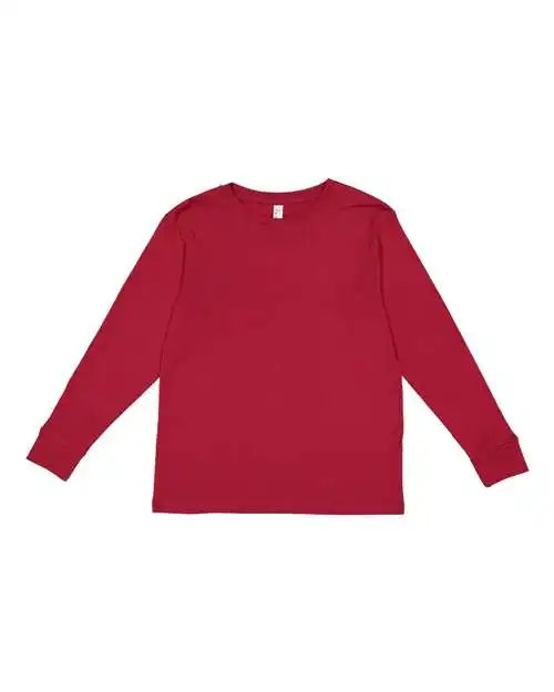 Lat 6201 Youth Fine Jersey Long Sleeve Tee - Garnet