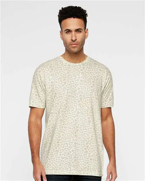 Lat 6901 Fine Jersey Tee - Natural Leopard