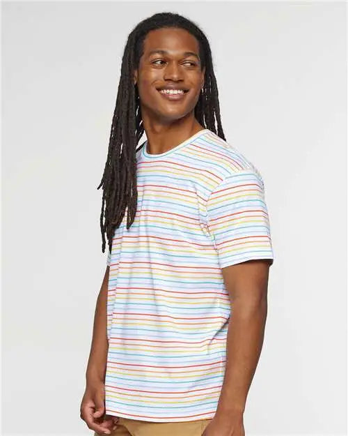 Lat 6901 Fine Jersey Tee - Rainbow Stripe