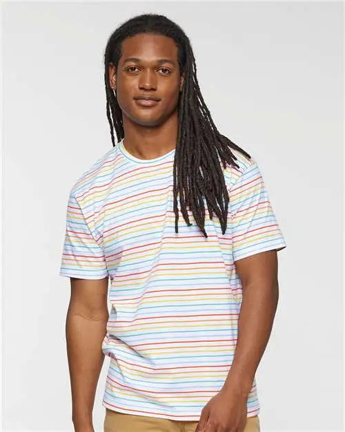 Lat 6901 Fine Jersey Tee - Rainbow Stripe