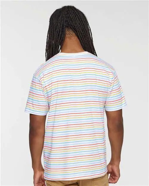 Lat 6901 Fine Jersey Tee - Rainbow Stripe
