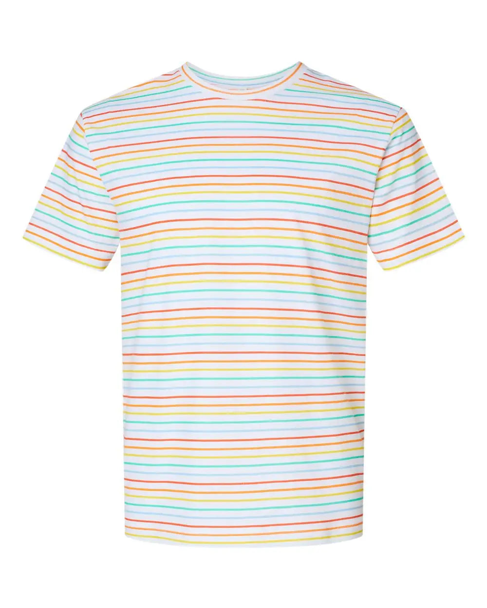 Lat 6901 Fine Jersey Tee - Rainbow Stripe - Multi-colored / s
