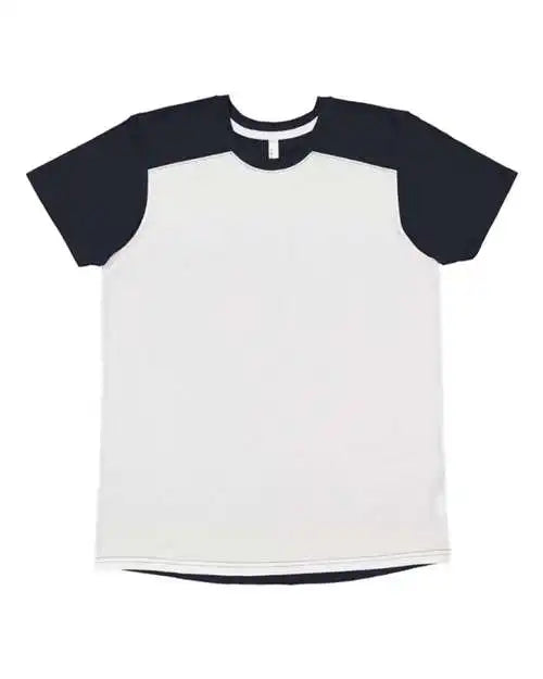 Lat 6911 Forward Shoulder Fine Jersey Tee - White Navy