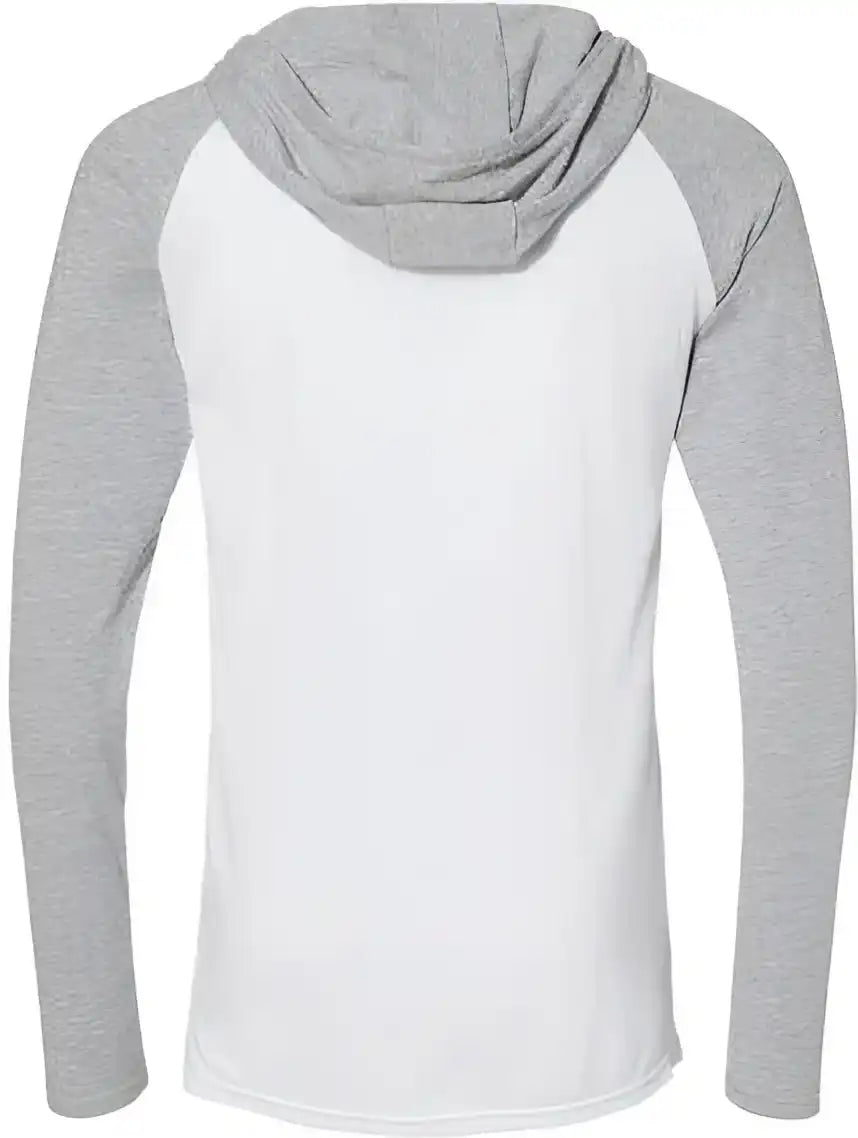 Lat 6917 Fine Jersey Hooded Long Sleeve Raglan T-shirt - Blended White Vintage Heather