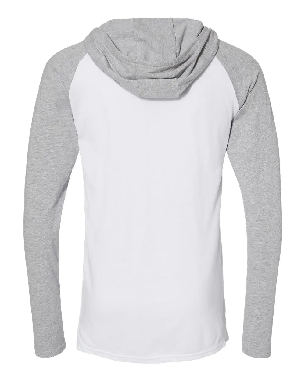 Lat 6917 Fine Jersey Hooded Long Sleeve Raglan T-shirt - Blended White Vintage Heather - Gray / Xs