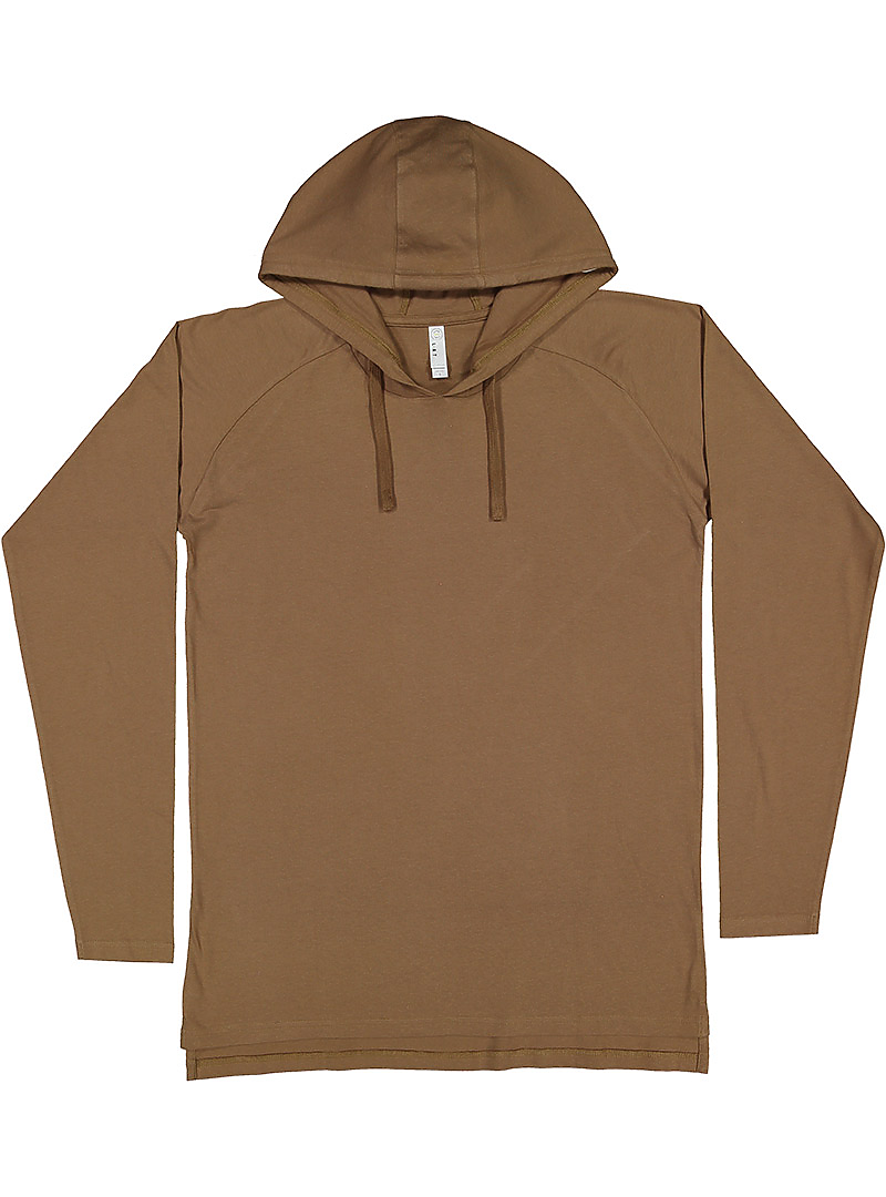 Lat 6917 Fine Jersey Hooded Long Sleeve Raglan T-shirt - Coyote Brown