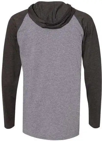 Lat 6917 Fine Jersey Hooded Long Sleeve Raglan t Shirt Granite Heather Vintage Smoke Black