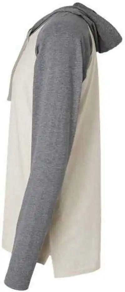 Lat 6917 Fine Jersey Hooded Long Sleeve Raglan T-shirt - Natural Heather Granite Titanium