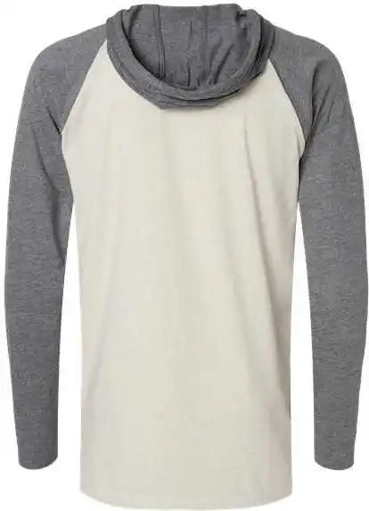 Lat 6917 Fine Jersey Hooded Long Sleeve Raglan T-shirt - Natural Heather Granite Titanium